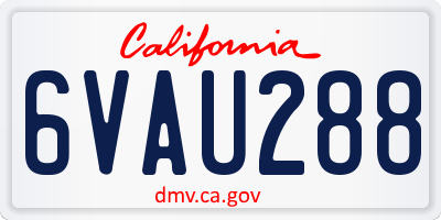 CA license plate 6VAU288