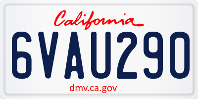 CA license plate 6VAU290