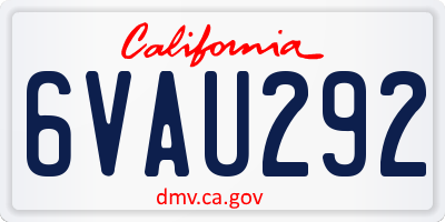 CA license plate 6VAU292