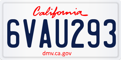 CA license plate 6VAU293