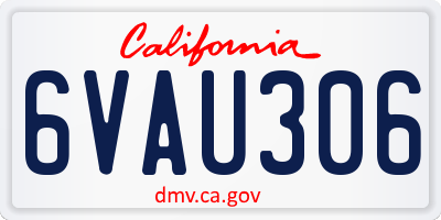 CA license plate 6VAU306