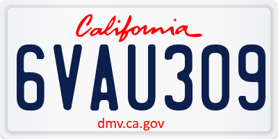 CA license plate 6VAU309