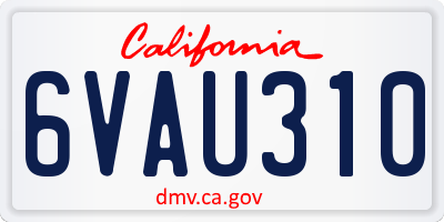 CA license plate 6VAU310