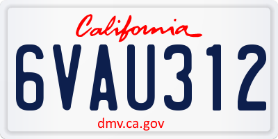CA license plate 6VAU312