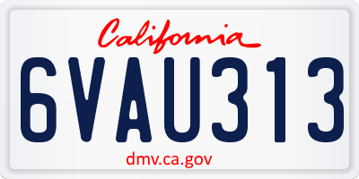 CA license plate 6VAU313