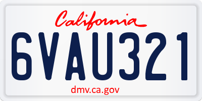 CA license plate 6VAU321