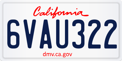 CA license plate 6VAU322