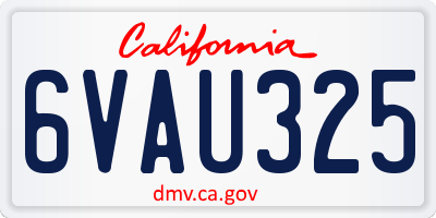 CA license plate 6VAU325