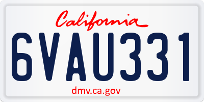 CA license plate 6VAU331