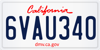 CA license plate 6VAU340