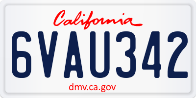 CA license plate 6VAU342