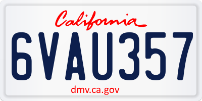 CA license plate 6VAU357