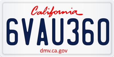 CA license plate 6VAU360