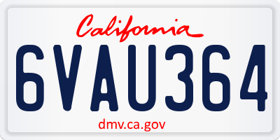 CA license plate 6VAU364