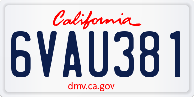 CA license plate 6VAU381