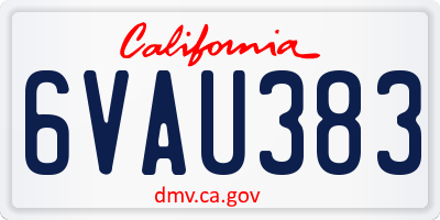 CA license plate 6VAU383