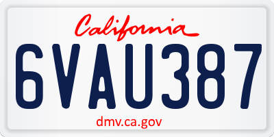 CA license plate 6VAU387