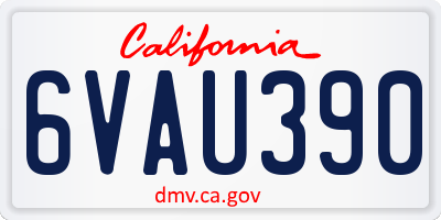 CA license plate 6VAU390