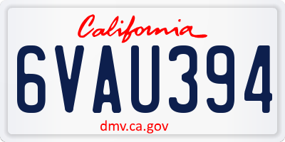CA license plate 6VAU394
