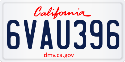 CA license plate 6VAU396