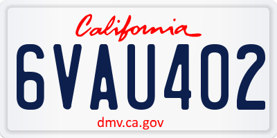CA license plate 6VAU402