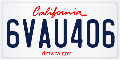 CA license plate 6VAU406