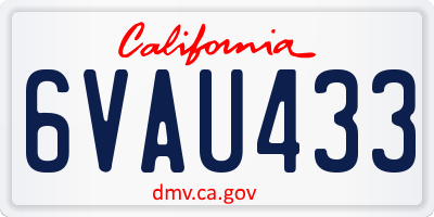 CA license plate 6VAU433