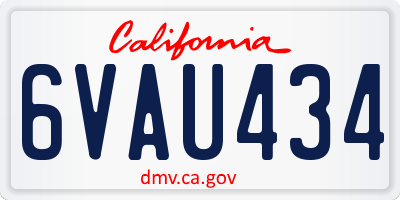 CA license plate 6VAU434
