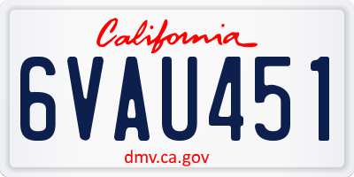 CA license plate 6VAU451