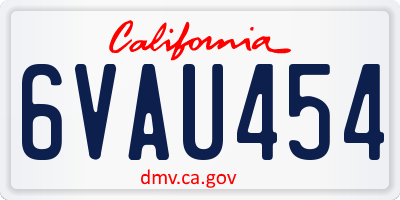 CA license plate 6VAU454