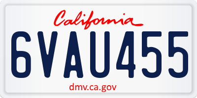 CA license plate 6VAU455