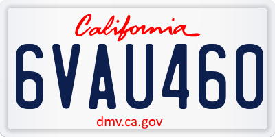 CA license plate 6VAU460