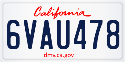 CA license plate 6VAU478