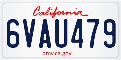 CA license plate 6VAU479