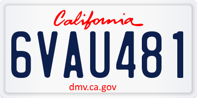 CA license plate 6VAU481