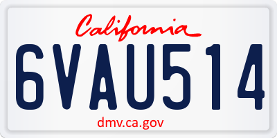 CA license plate 6VAU514