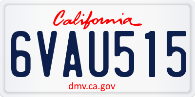 CA license plate 6VAU515