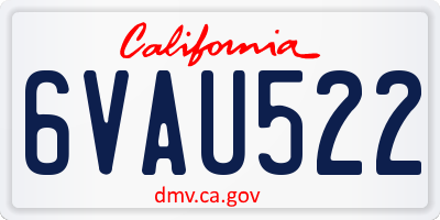 CA license plate 6VAU522