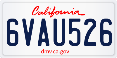 CA license plate 6VAU526