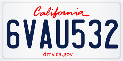 CA license plate 6VAU532