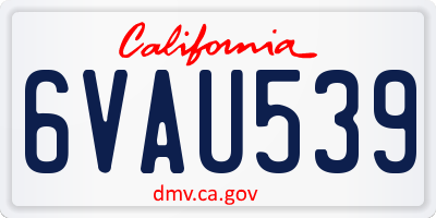 CA license plate 6VAU539