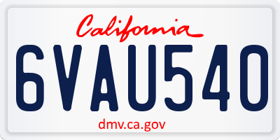 CA license plate 6VAU540