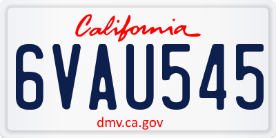 CA license plate 6VAU545