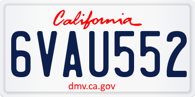 CA license plate 6VAU552