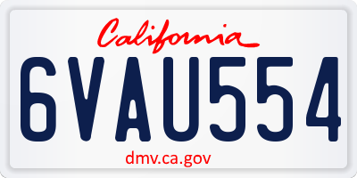 CA license plate 6VAU554