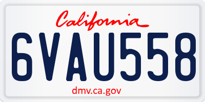 CA license plate 6VAU558