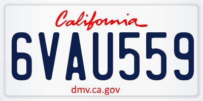 CA license plate 6VAU559