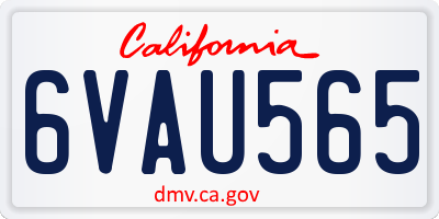 CA license plate 6VAU565