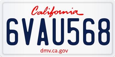 CA license plate 6VAU568