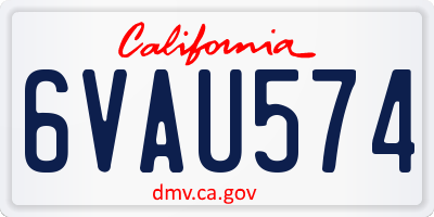 CA license plate 6VAU574